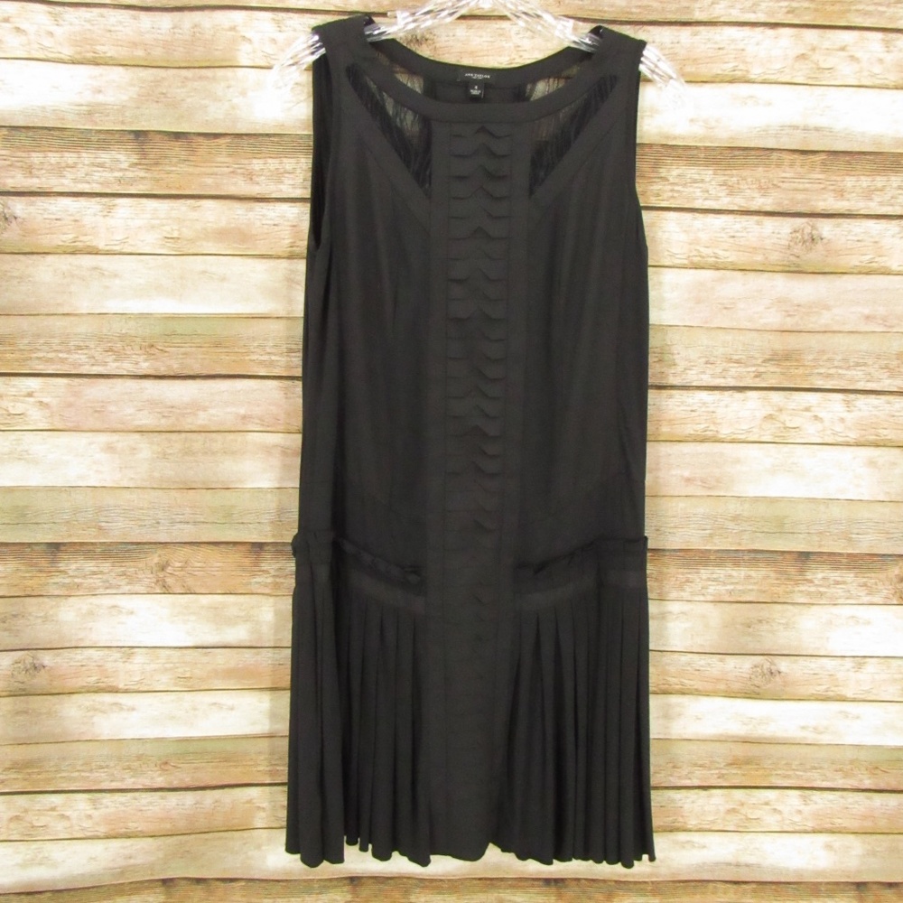 Ann Taylor Black Sleeveless Drop-Waist Luxury Dress Women's Size 4